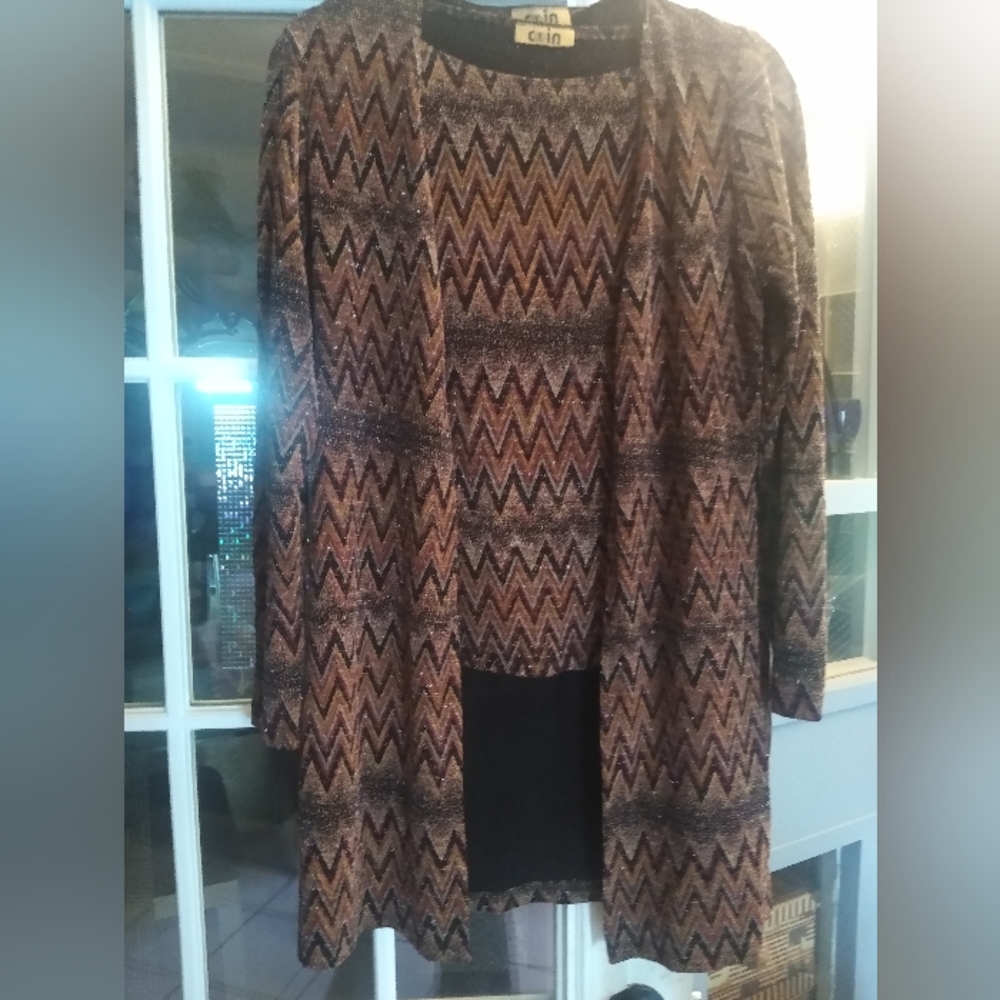 Autumn/Fall colors. Two piece shimmer top & matching short sleeve top.